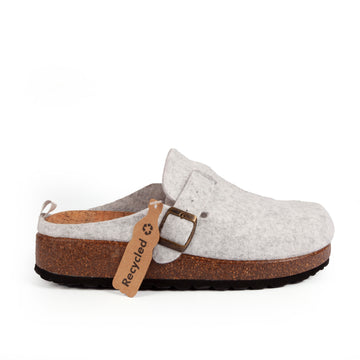 SLIPPERS BIO FIELTRO GRIS CLARO CON HEBILLA