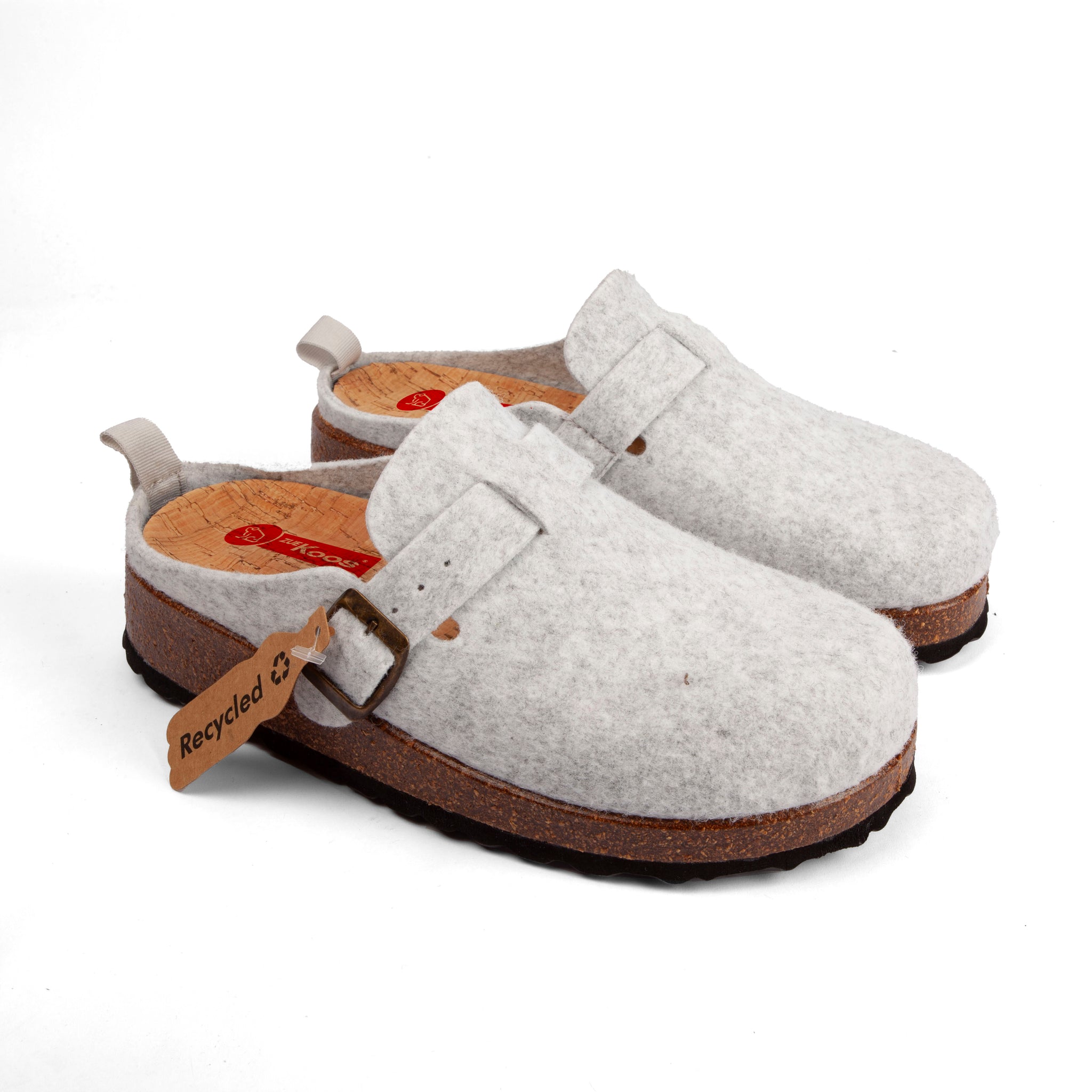 Slippers BIO Fieltro Gris Claro con hebilla