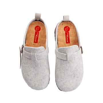 Slippers BIO Fieltro Gris Claro con hebilla